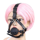 3-Hole Silicone Gag with Nose Hook – Pony Style BDSM Head Harness (Red/Black)